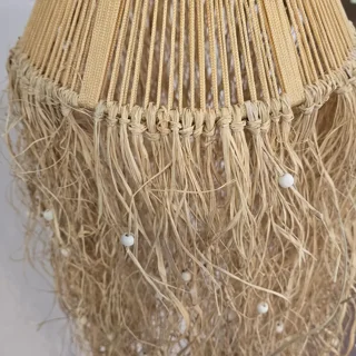 لوستر تزئینی مدل مکرومه دستساز با مهره چوبی