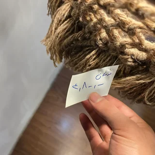 لوستر تزئینی مدل فانوس بافته شده با پشم دستریس نسکافه ای