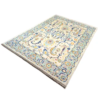 فرش سلطان آباد حاشیه فیروزه ای (نیمه دستبافت)fc