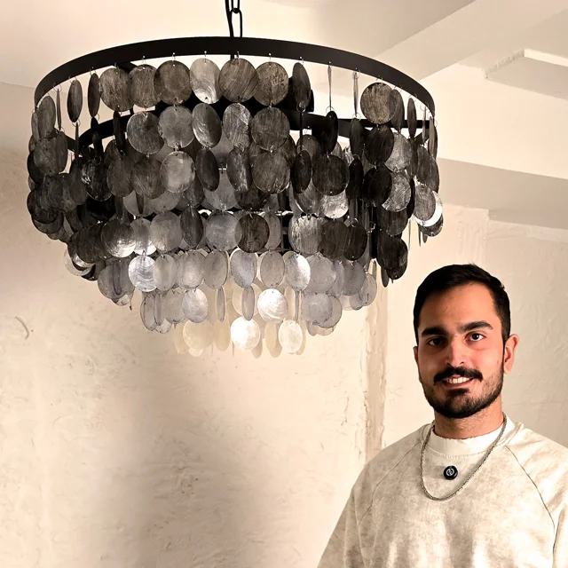 لوستر فریم دایره مدل پله ای با صدف گرد  (دارای رنگ بندی)