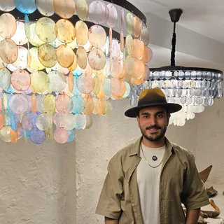 لوستر صدفی پله ای رنگ پاستلی