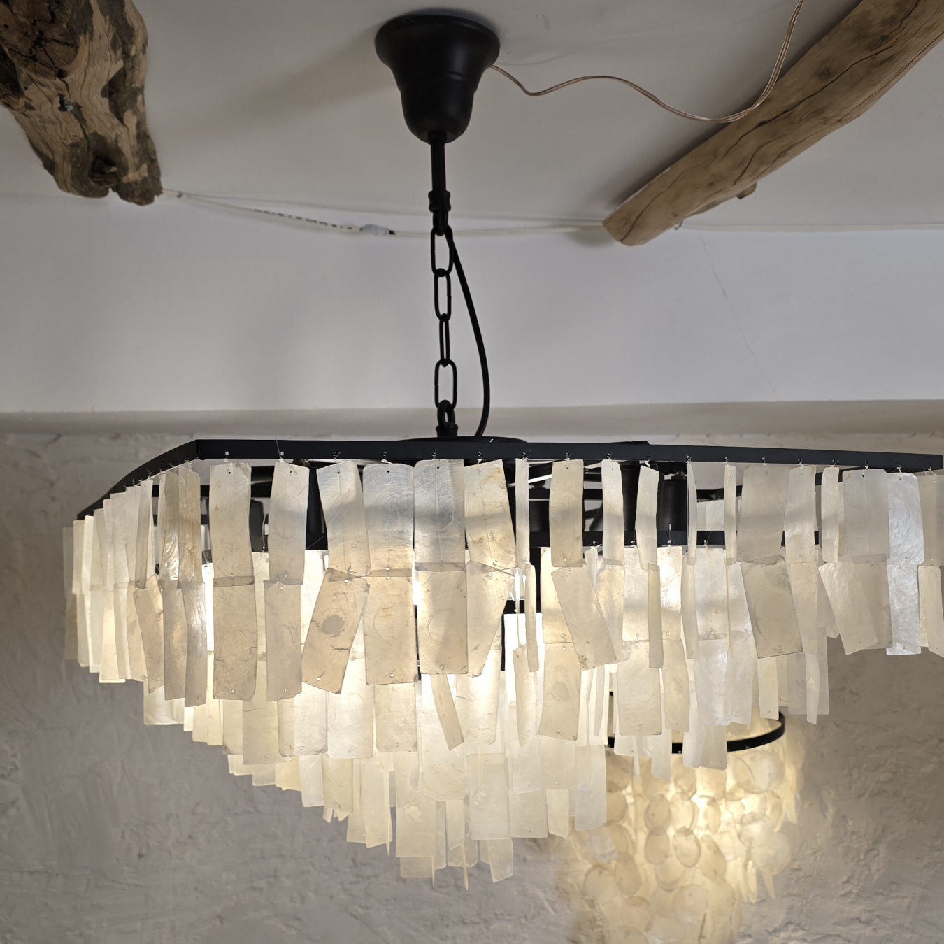 لوستر فریم مربع مدل پله ای با صدف گرد