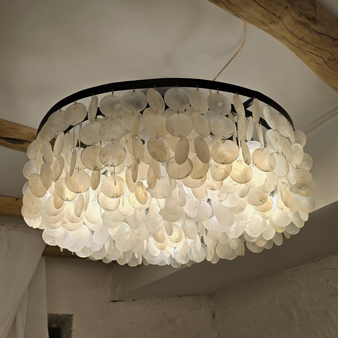 لوستر فریم دایره مدل تخت با صدف گرد