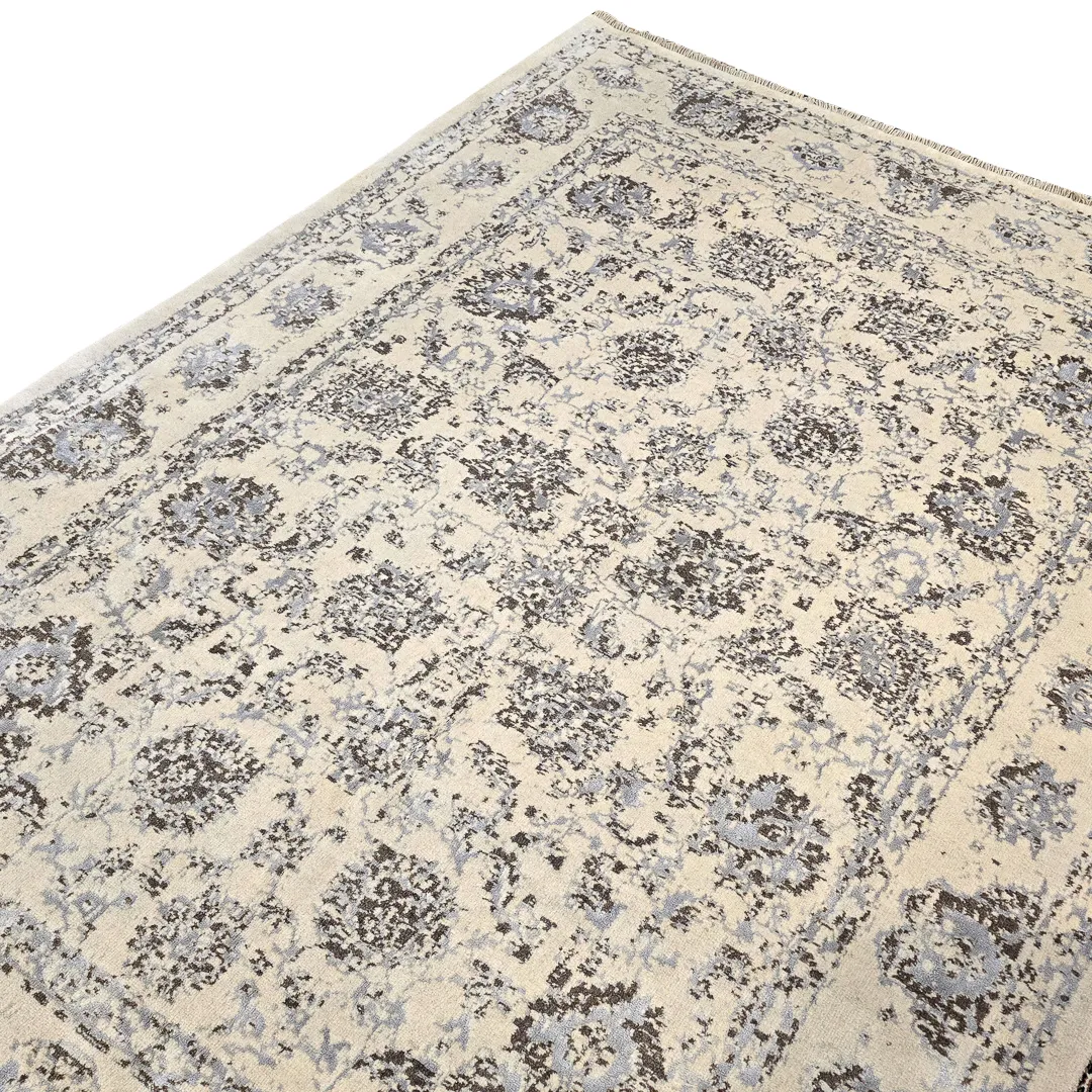 فرش دستبافت مدرن کرم -طرح نئوکلاسیک خلوت